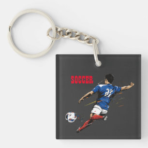 サッカーチームプレーヤーアクリルキーチェーン キーホルダー