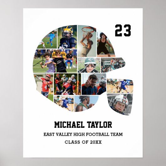 サッカーチーム上級卒業ギフト写真コラージュ ポスター (正面)