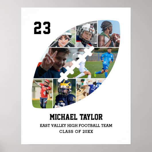 サッカーチーム上級卒業式ボールフォトコラージュ ポスター (正面)