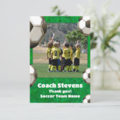 サッカーチーム写真サッカーボールサッカーコーチ サンキューカード (スタンド正面)