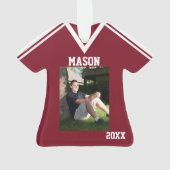 サッカーチーム写真付き編集可能スポーツジャージー オーナメント (裏面)