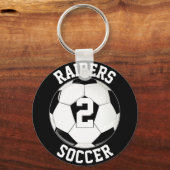 サッカーチーム名とプレイヤー番号のカスタム キーホルダー (正面)