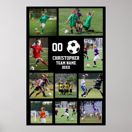 サッカーチーム名フォトコラージュ ポスター (正面)