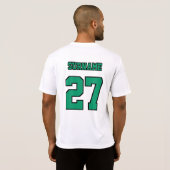 サッカーチーム名番緑のストローク Tシャツ (裏面フル)