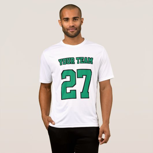 サッカーチーム名番緑のストローク Tシャツ (正面フル)