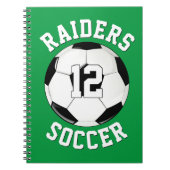 サッカーチーム名&選手のユニフォーム番号 スポーツ ノートブック (正面)