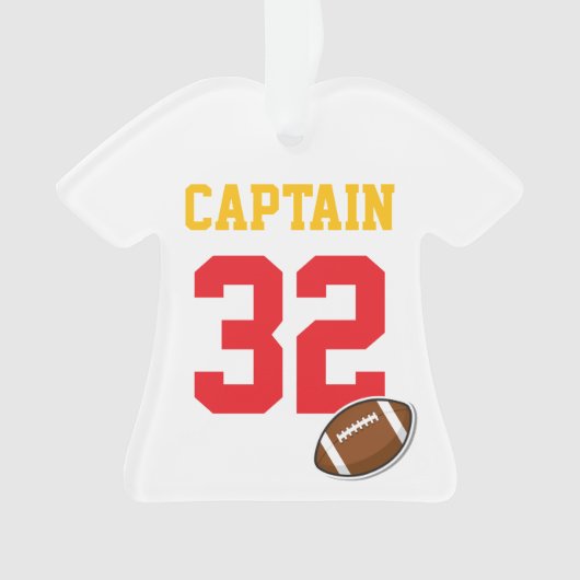 サッカーチーム大尉の選手ナンバースポーツ年 オーナメント (正面)