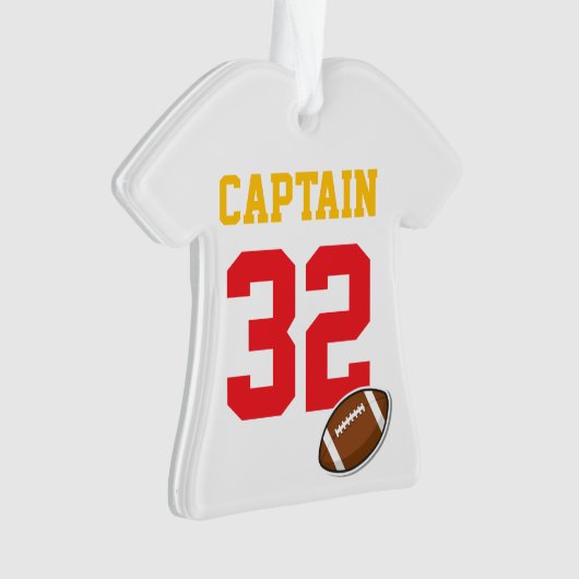 サッカーチーム大尉の選手ナンバースポーツ年 オーナメント (正面)