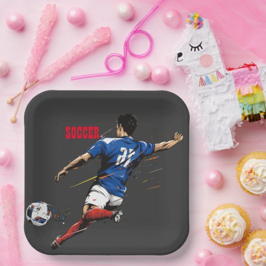 サッカーチーム選手紙プレート ペーパープレート (パーティー)