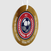サッカーチーム金ゴールド赤白青モダン オーナメント (正面)
