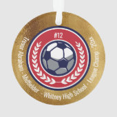 サッカーチーム金ゴールド赤白青モダン オーナメント (裏面)
