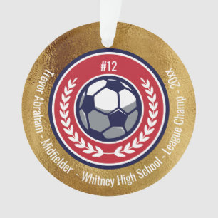 サッカーチーム金ゴールド赤白青モダン オーナメント