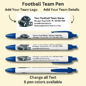 サッカーチーム – 独自の詳細とロゴを追加 黒ボールペン