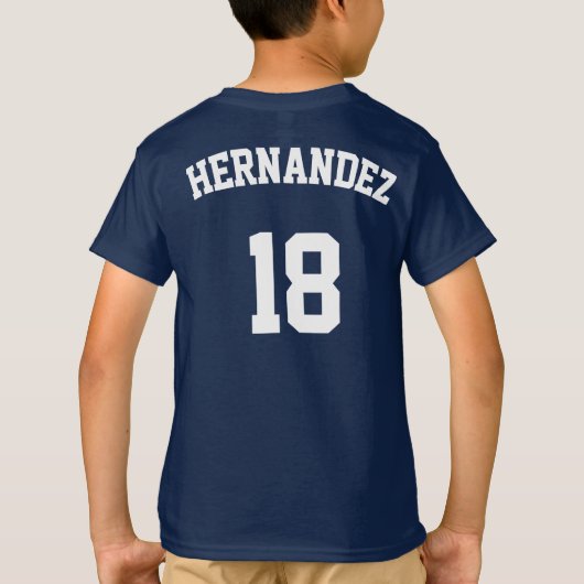 サッカーチーム、選手の名前&ジャージー番号カスタム Tシャツ (裏面)