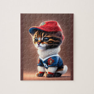 サッカーチームTシャツがかわいい猫 ジグソーパズル