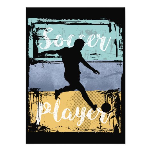 サッカーティー – ヴィンテージレトロサッカー選手 フォトプリント            (正面)
