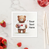 サッカーテディベアバレンタインデーの1歳の誕生日 スタンダードカクテルナプキン (インサイチュ)