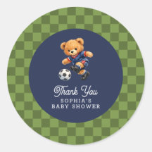サッカーテディベア市松模様レトロベビーシャワー