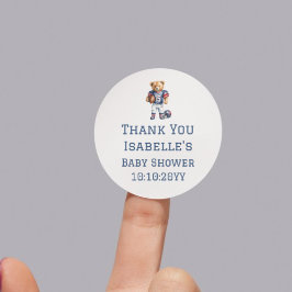 サッカーテディベア赤ちゃんシャワーありがとう ラウンドシール