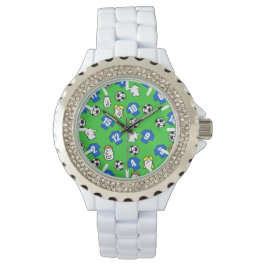 サッカーテーマとシャツ(青) 腕時計