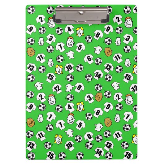 サッカーテーマと白シャツ クリップボード (正面)