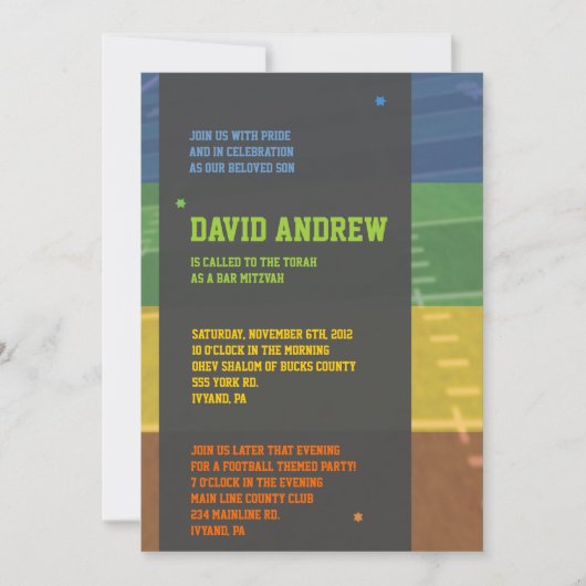 サッカーテーマのバー・バット・ミツバ祭招待状 招待状 (正面)