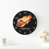 サッカーテーマのパーソナライズされた追加名 ラージ壁時計 (ホーム)