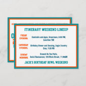 サッカーテーマアクアブルーオレンジ誕生日詳細 エンクロージャーカード (正面/裏面)