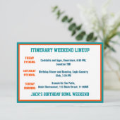 サッカーテーマアクアブルーオレンジ誕生日詳細 エンクロージャーカード (スタンド正面)