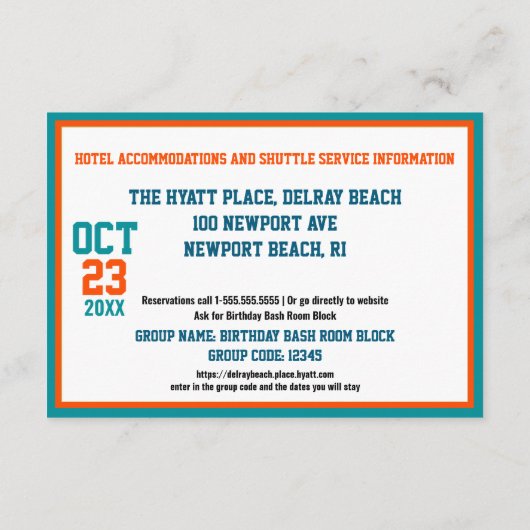 サッカーテーマアクアブルーオレンジ誕生日詳細 エンクロージャーカード (裏面)