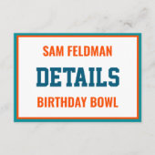 サッカーテーマアクアブルー&オレンジ誕生日詳細 エンクロージャーカード (正面)