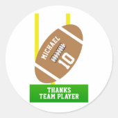 サッカーテーマスポーツ誕生日パーティーサンキュー ラウンドシール (正面)