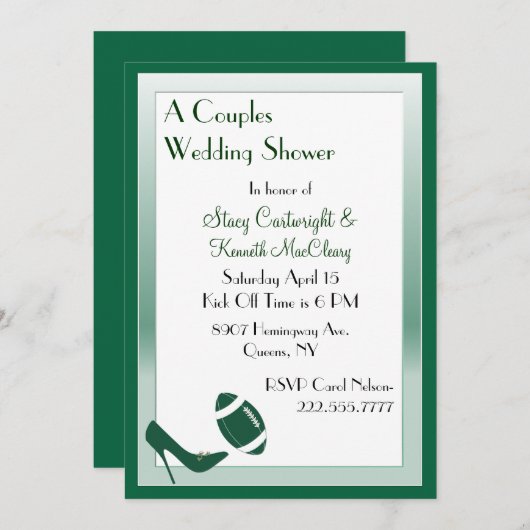 サッカーテーマッドカップルズウェディングシャワー招待状 招待状 (正面/裏面)