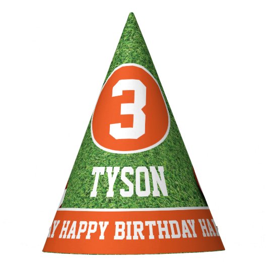 サッカーテーマバースデーパーティーハット パーティーハット (正面)