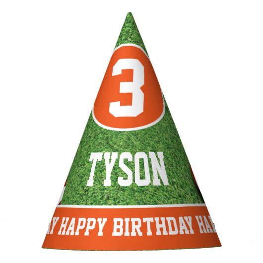 サッカーテーマバースデーパーティーハット パーティーハット (正面)