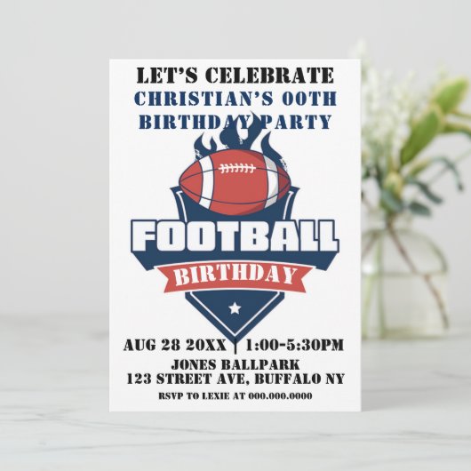 サッカーテーマフォトバースデーパーティ招待状 (スタンド正面)
