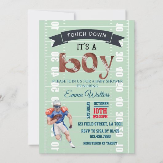 サッカーテーマベビーシャワー招待状 招待状 (正面)