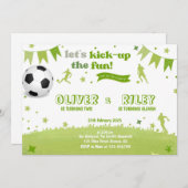 サッカーテーマ共同誕生日招待状組合 招待状 (正面/裏面)