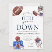 サッカーテーマ少年5歳の誕生日 招待状 (正面)