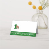 サッカーテーマ最初の年ダウン誕生日フードテント プレイスカード (裏面)