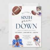 サッカーテーマ男子6歳の誕生日 招待状 (正面)