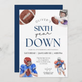 サッカーテーマ男子6歳の誕生日 招待状 (正面/裏面)