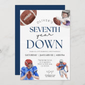 サッカーテーマ男子7歳の誕生日 招待状 (正面/裏面)