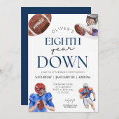 サッカーテーマ男子8歳の誕生日 招待状 (正面/裏面)