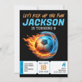 サッカーテーマ誕生日パーティーアスリート誕生日 招待状 (正面)