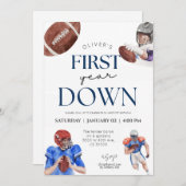 サッカーテーマ1年生の誕生日 招待状 (正面/裏面)