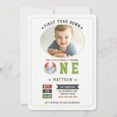 サッカーテーマ1年目ダウン少年1歳の誕生日 招待状 (正面)