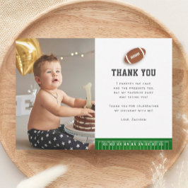 サッカーテーマ1年目ダウン誕生日写真 サンキューカード