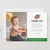 サッカーテーマ1年目ダウン誕生日写真 サンキューカード (正面)