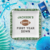 サッカーテーマ1年目ダウン誕生日 ペーパープレート (パーティー)